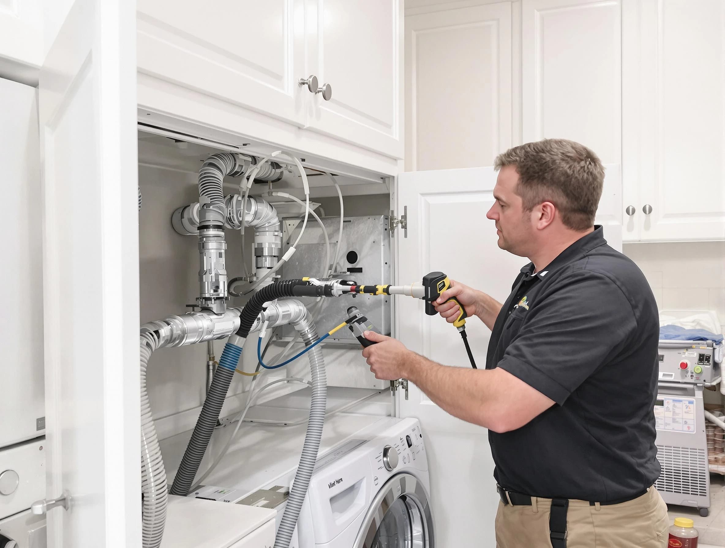 Walpole Dryer Vent Cleaning professional removing severe blockage from a clogged dryer vent in Walpole