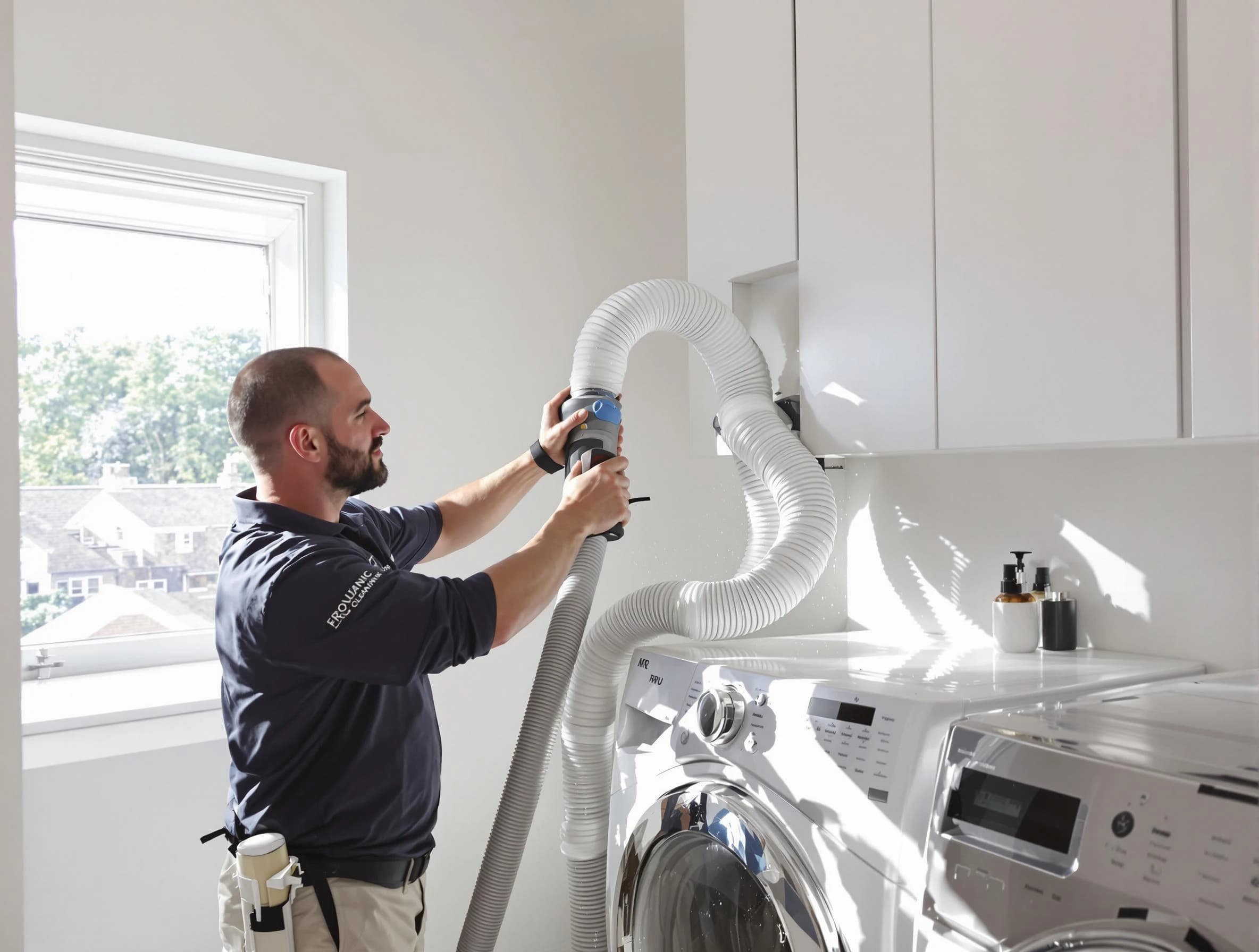 Certified Walpole Dryer Vent Cleaning technician performing dryer vent cleaning in Walpole