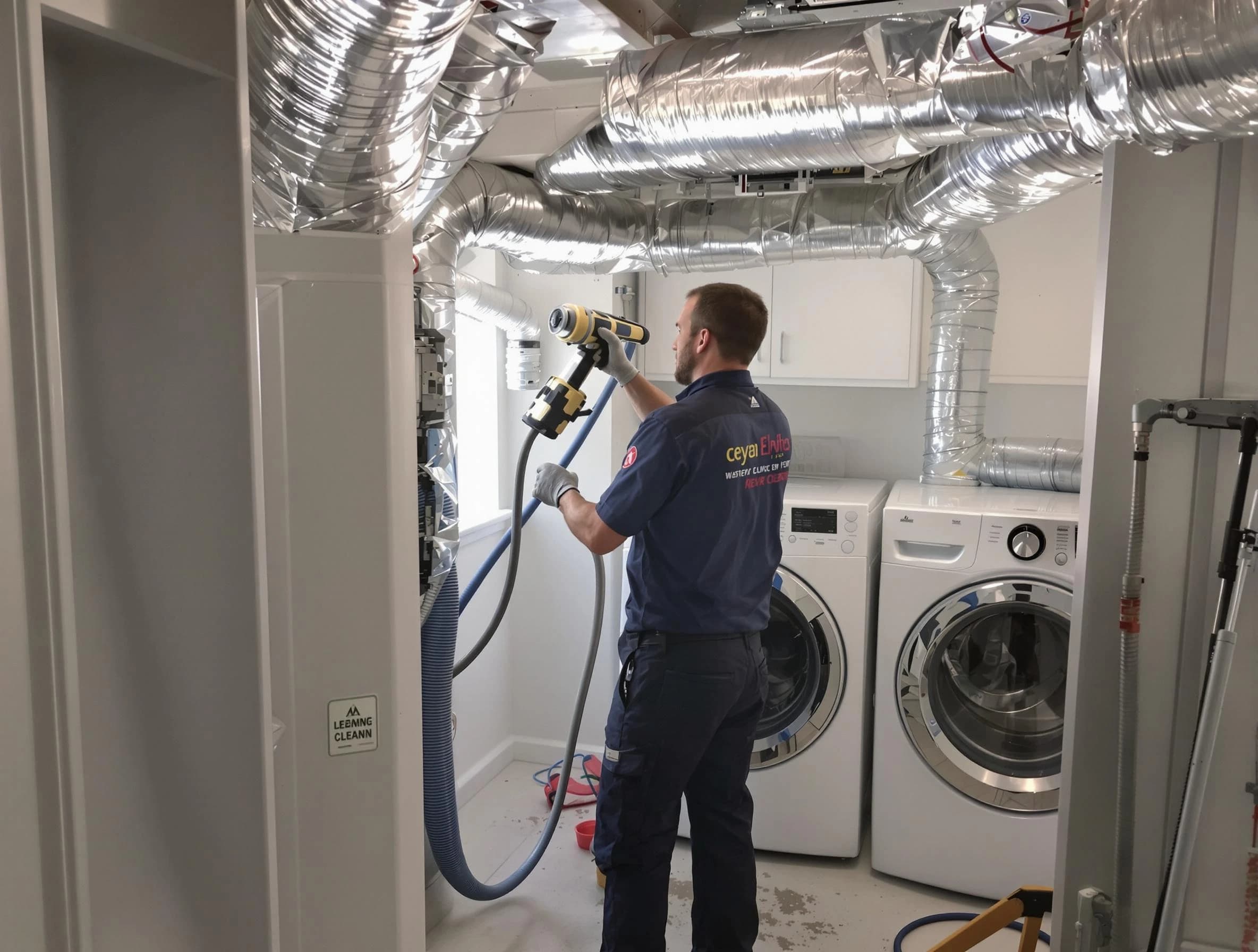 Walpole Dryer Vent Cleaning specialist using advanced equipment for thorough duct cleaning in Walpole