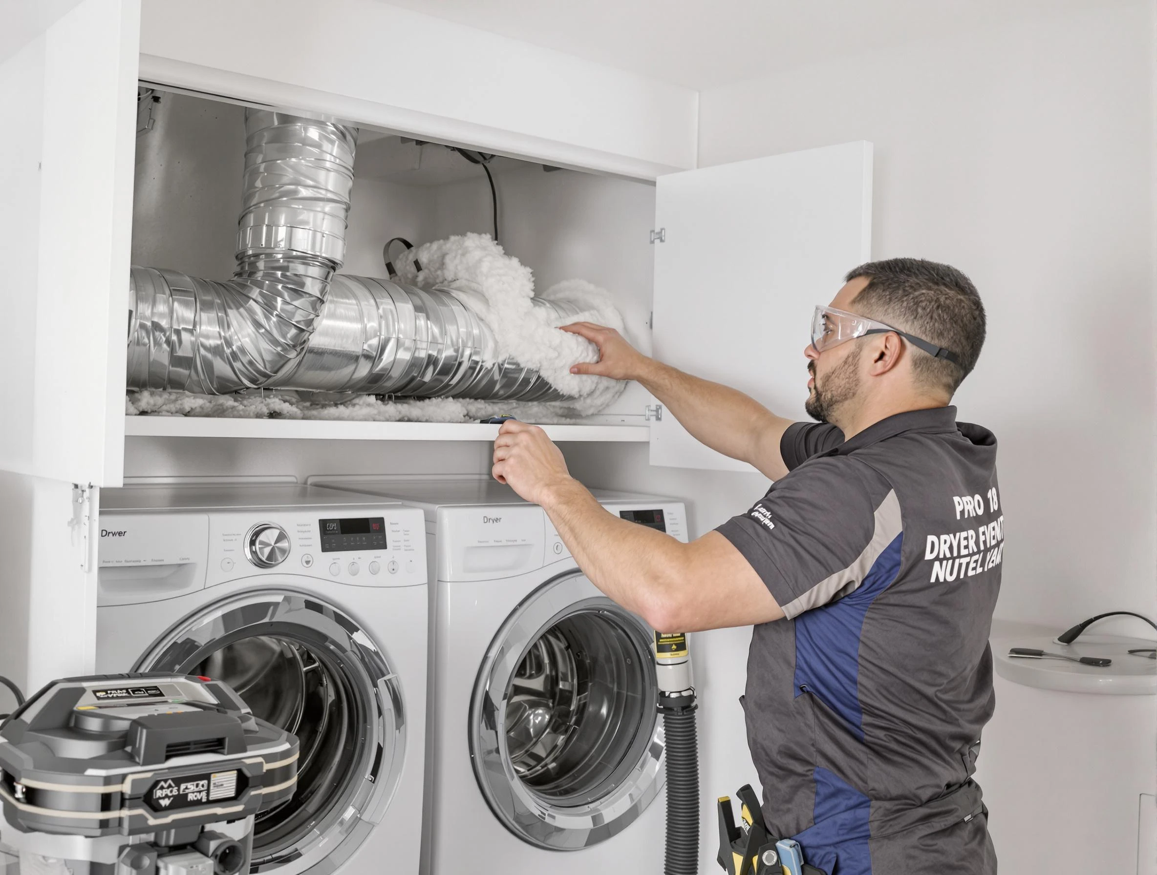 Walpole Dryer Vent Cleaning certified technician performing specialized gas dryer vent cleaning in Walpole